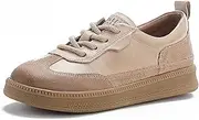 [Purubylley] Women's Fashion Sneakers, Casual Vegan Leather Sneaker, Trendy Dress Lace-up Walking Shoes with Memory Foam