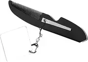 SHERCHPRY Portable Foldable Comb with Keychain Mirror Travel Friendly Fine Tooth Beard Comb for Men Lightweight Design Compact Easy to Carry for Grooming the Go