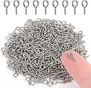 500PCS 4 x 8mm Mini Screw Eye Pins for Jewelry Making, Eyelets Threaded Clasps Hooks for Art DIY, Metal Hoop Peg/Bracelet Connectors - Excellent Jewelry Eye Screws
