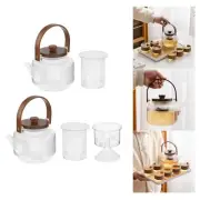 Glass Teapot Hand Blowing 1000ml Clear with Strainer for Tea House