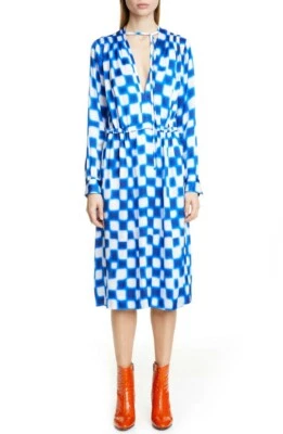 New DRIES VAN NOTEN Dion Block Print Long Sleeve Dress Size 34