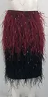 Nicole Miller Ombre Pencil Skirt W/ Feathers in Plum Wine sz S NWT