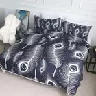 Feathers Pattern Bedding Black and White Peacock Feather Printed Duvet Cover