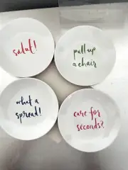 kate spade Tidbit 6” Plates Multi Colored Set of 4 New Melamine Kitchen Plates