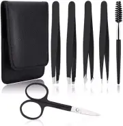 Tweezers, [6+1 PCS] Tweezer Kit, Professional Tweezers Set, Eyebrow Tweezers