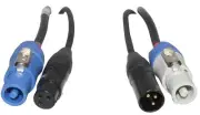 ProX XC-PWC14-DMX10 10' 14 AWG PowerCon Blue-M to Gray-M + DMX-3 XLR-M to XLR-F
