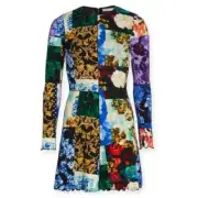 NWT ALICE + OLIVIA Delora Floral Patchwork Long Sleeve Mini Dress size 4