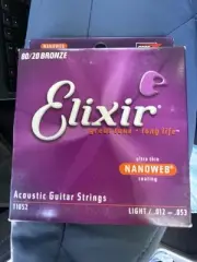 Elixir 11182 80/20 Bronze Nanoweb HD Light Acoustic Guitar Strings 13-53