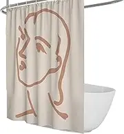 Minimalist Design Shower Curtains Woman Portrait Pattern Bathroom Curtain with Hooks Dry and Wet Separation Waterproof Polyester Fabric 200 x 200 cm