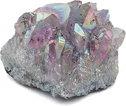 KALIFANO Angel Aura Amethyst Geode - Titanium Bonded High Energy Amatista Crystal - Natural Reiki Wicca Rock with Healing and Calming Effects (Family Owned and Operated)
