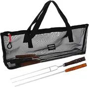 GANAZONO 1Set Stainless Steel BBQ Skewers Skewers for Meat Wood Handle Portable Grill Tools for Outdoor Cooking and Camping for BBQ Lovers