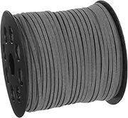 uxcell Suede Cord, 98.43 Yard 2.6mm Flat Leather Thread String for Purse Handbag Shoelace DIY Crafts Bracelet Making, Grey 1 Roll