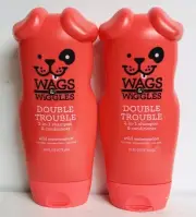 2-Pack Wags & Wiggles ~ Wild Watermelon 2-in-1 Pet Shampoo & Conditioner 16 oz