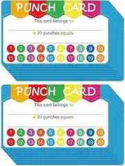 Tofficu 50pcs Classroom Reward Punch Cards for Kids Behavior Incentive, Paper Material, Multi-Color, Ideal for Teachers, Students, Homework Tracking, School Encouragement Cards