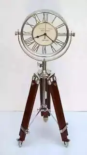 Thanksgiving Day brass floor clock roman numerals with wooden tripod stand