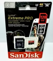 SanDisk 128GB Extreme Pro Micro SD MicroSDXC UHS-I U3 A2 Memory Card W/ Adapter