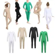 Girls Long Sleeves Ballet Dance Jumpsuit Gymnastics Leotard Unitard Dancewear