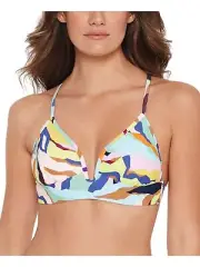 Salt + Cove Multi Zebra Zebra-Printed Cross-Back Bikini Swim Top, US Medium