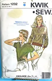 Kwik Sew 1232 Sz XS-L Misses Top Front Buttons with Collar