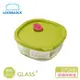 【樂扣樂扣】矽膠上蓋耐熱波浪玻璃保鮮盒/方形370ml/綠色