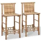 2x Bamboo Bar Stools Kitchen Dining Counter Chairs Barstool Set