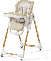 Convertible High Chairs for Babies and Toddlers, Height Adjustable Baby High Chair, High Chair with Removable Tray, Adjustable Backrest and Pedal, Portable Baby Dinning Chair with Lockable Wheels