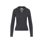 [Peserico] Peserico-Sapphire Dark Grey Virgin Wool Knit Lurex Polo-Donna 44 IT