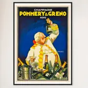 Galrie Vintage Champagne Pommery and Greno Reims Advertising Poster for Home Decor, Black Frame, A0 84 x 119cm (33 x 47inch)