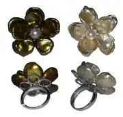 Fabulous Fun Petal Pearl Flower Ring-Pendant-Pin-Peach Bronze-Chinese Freshwater