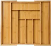 Bamboo Expandable Drawer Organizer Utensils Flatware Silverware Holder Divider