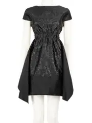 Black Floral Stamp Open-Back Dress