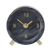 Amalfi Black Marble/Metal Desk/Table Analogue Standing Clock Home Décor 11cm