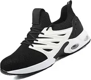 [BIAJIAZHUA] Comfortable Safety Shoes, Indestructible Sneakers,Non Slip Construction Shoes,Protect Ankle Working Shoes,Steel Toe Shoes for Men Anti-Smash,Steel Toe Boots Anti-Puncture(White,7.5)