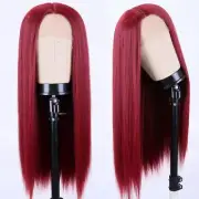 Long Red Straight Wigs Middle Part Wine Red Wigs Burgundy Wigs 22"