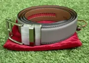 Nexbelt Rowland Thomas Smooth Light Grey Leather Golf Belt NEW Cut To Size
