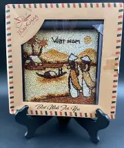 NEW IN BOX Vietnam Handmade Framed Rice Art Wall Hanging 8" x 8"