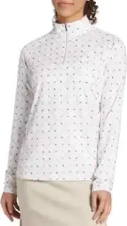 Lady Hagen Shirt Womens Size Medium UV Long Sleeve 1/4 Zip Golf Polo Tae Geo NEW