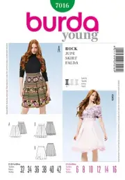 Burda Young 7016 Misses Fitted Skirt Sew Pattern sz 6-16