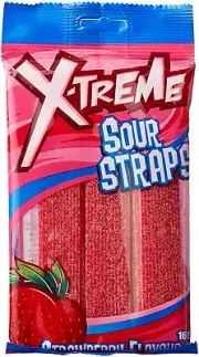 X-Treme Strawberry Sour Straps Candy 6 X 160g Each Bag