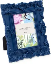 Laura Ashley 2X3 Navy Ornate Textured Hand-Crafted Resin Picture Frame with Ease