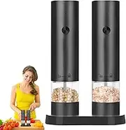Electric Salt Pepper Grinder Set - Automatic Seasoning Shaker, Cordless Grinding Tool | Adjustable Ceramic Rotor Grinder with Touch Button for Kitchen Cooking Meal Prep Seasoning and Dinner Table