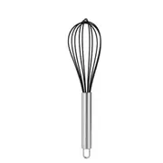 Manual Stainless Steel Handle Silicone Multi-Purpose Egg Beater Cake Cream Whisk Handheld Mixer Baking Tool (Black, 10 Inches)
