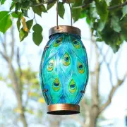 Outdoor Solar Lantern Hanging Lights Waterproof with Peacock Design