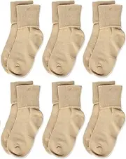 [Jefferies Socks] Little Girls' Seamless Turn Cuff Socks (Pack of 6)
