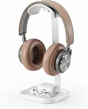 Headphone Stand, Curved Headset Stand with Storage Tray, Gaming Headset Holder for AirPods Max, AirPods Max 2, AirPods, AirPods Pro, Beats, Bose, Sony and More (White)