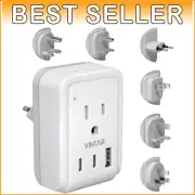International Travel Adapter with 6 Plugs, USB Ports, & LED Indicator Light
