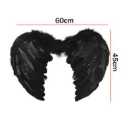 Black Large 60cmx45cm Feather Wings Black White Angel Fairy Adults Kids Fancy Dress Costume Halloween