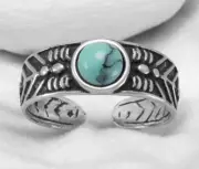 Curata Handmade - 925 Oxidized Sterling Silver Toe Ring with 5mm Simulated