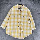 Old Navy Jacket Womens XXL Yellow Plaid Long Sleeve Button Up Shacket *NWT*