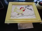 Pottery Barn Kids Nursery chicken cluck cluck 14 X 11 quilt in frame New